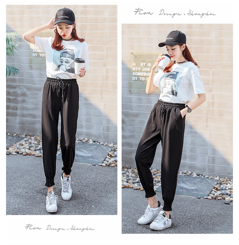 Spring and Summer Loose Bloomer Ruffle Ankle Cuff Casual Pants Spring and Summer Loose Bloomer Ruffle Ankle Cuff Casual Pants