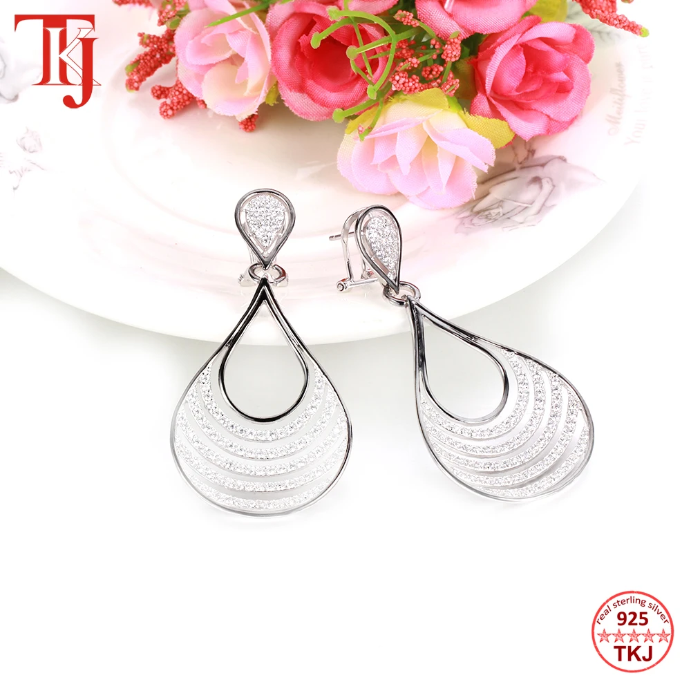TKJ 925 Sterling Silver Drop Earrings Cubic Zirconia Engagement Party Long Drop Dangle Earrings Jewelry For Women Fine Jewelry
TKJ 925 Sterling Silver Drop Earrings Cubic Zirconia Engagement Party Long Drop Dangle Earrings Jewelry For Women Fine Jewelry