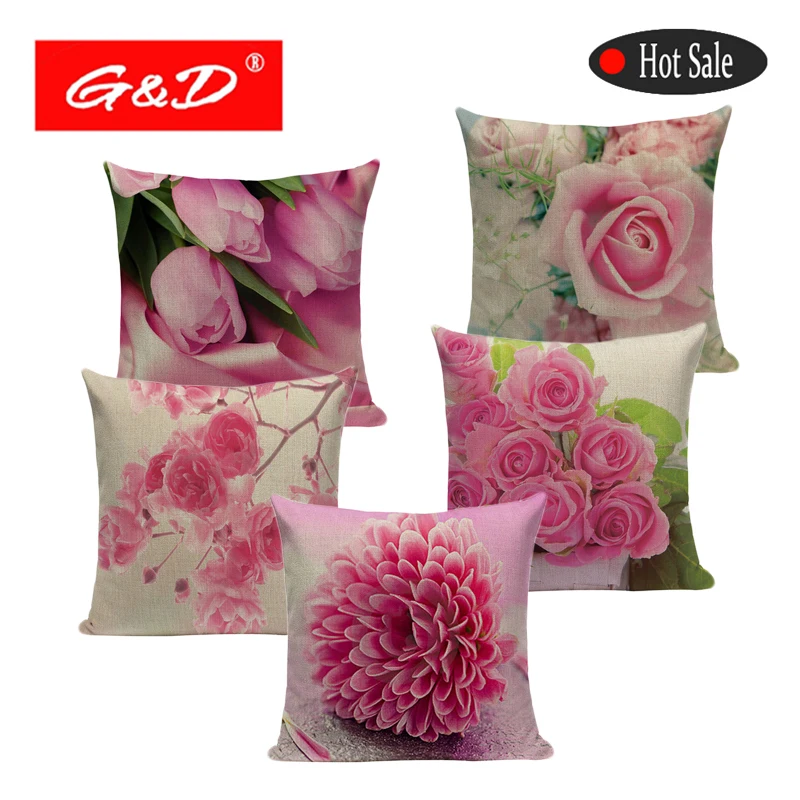 Modern Country Style Cushion Covers Pink Flower Tulip Cotton Linen Decorative Sofa Car Chair Pillow Case Rose Throw Funda Cojin
Modern Country Style Cushion Covers Pink Flower Tulip Cotton Linen Decorative Sofa Car Chair Pillow Case Rose Throw Funda Cojin
