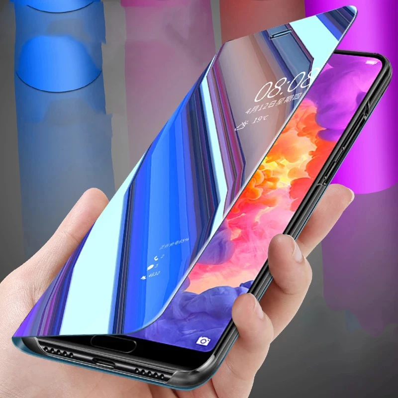 Умный зеркальный чехол с откидной крышкой для Huawei Y7 Y9 Prime 2019 Y6 Y5 2018 кожаный