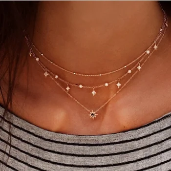Delicate Women Fashion Stars Sun Beaded Crystal Triple Layered Gold Chain Choker Necklace
Delicate Women Fashion Stars Sun Beaded Crystal Triple Layered Gold Chain Choker Necklace