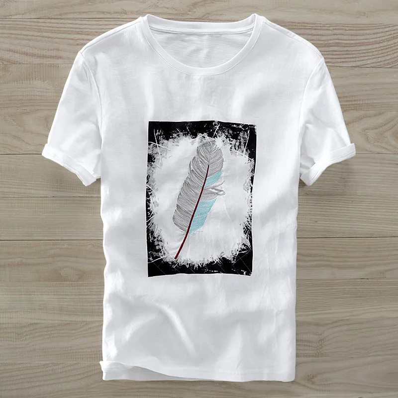 2018 New personality embroidery white linen short-sleeved round neck T shirt men summer brand fashion men t-shirt camisa 3XL
2018 New personality embroidery white linen short-sleeved round neck T shirt men summer brand fashion men t-shirt camisa 3XL