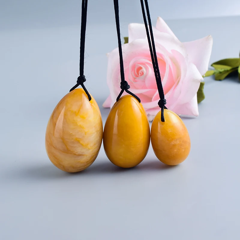 Нефритовые яйца просверленные натуральные из желтого нефрита вагинальные