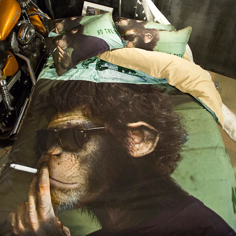 3D Smoking Monkey Bedding Set Without Filler Twin Full Queen Size 3/4pcs Animal Orangutan/Ape Home Textile Free Shipping
3D Smoking Monkey Bedding Set Without Filler Twin Full Queen Size 3/4pcs Animal Orangutan/Ape Home Textile Free Shipping