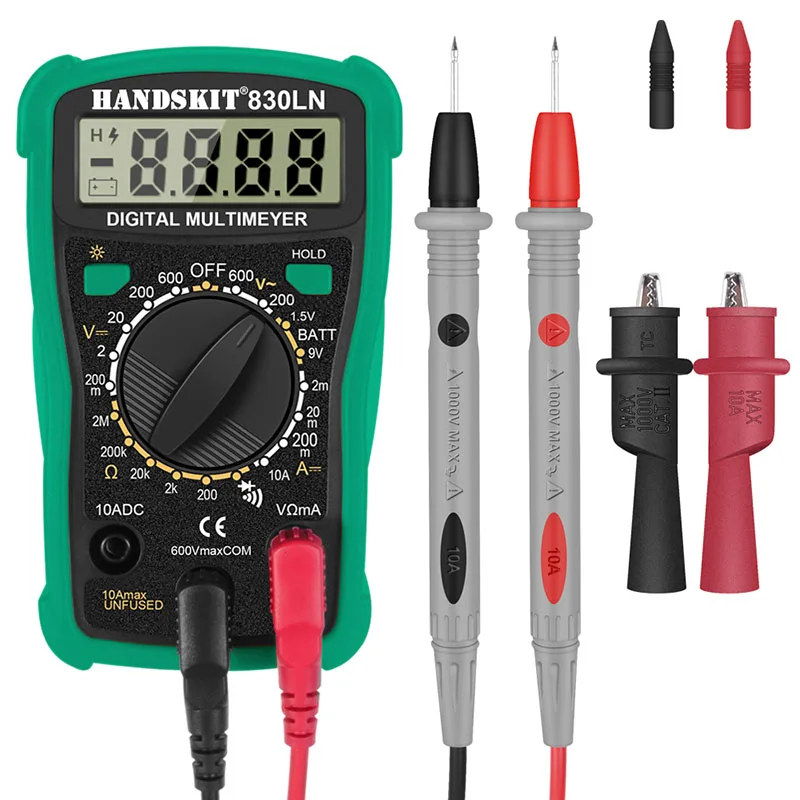 Portable Digital Multimeter Backlight AC/DC Ammeter Voltmeter Ohm Tester Meter HANDSKIT 830L Handheld LCD Multimeter with hold
Portable Digital Multimeter Backlight AC/DC Ammeter Voltmeter Ohm Tester Meter HANDSKIT 830L Handheld LCD Multimeter with hold