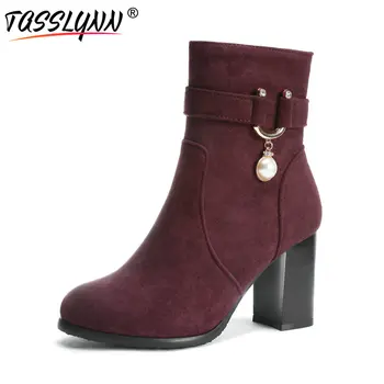 TASSLYNN 2019 Autumn Women Boots Flock Round Toe Woman Shoes Square High Heels Fashion Boots Zip Office Lady Shoe Big Size 34-43
TASSLYNN 2019 Autumn Women Boots Flock Round Toe Woman Shoes Square High Heels Fashion Boots Zip Office Lady Shoe Big Size 34-43