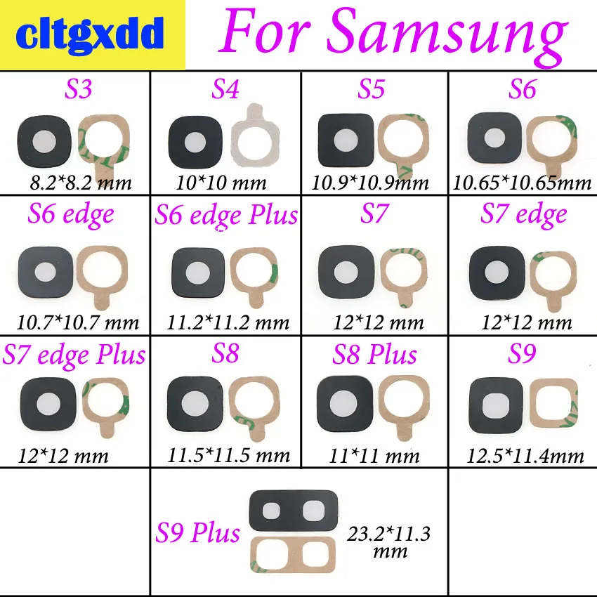 

cltgxdd Rear Camera Glass Lens Cover Ring with Sticker Glue For Samsung Galaxy S3 S4 S5 S6 edge + S7 edge S8 S9 S9 plus