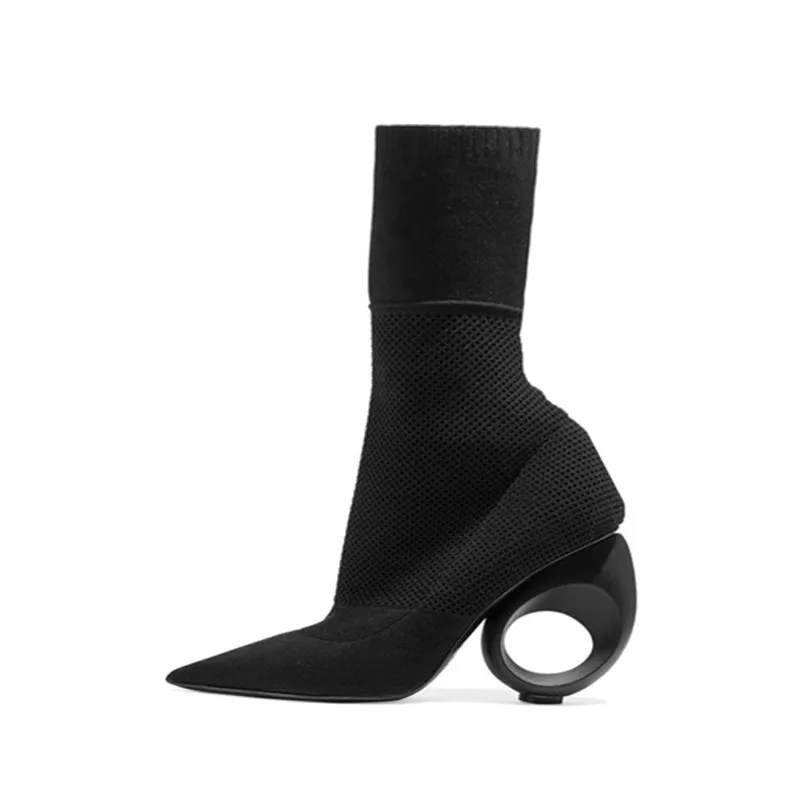 2019 Runway Style Ankle Boots Black Beige 10cm Hollow Out Heel Pointed Toe Slip On Women Knitted Stretch Sock Botas Ladies Shoes
2019 Runway Style Ankle Boots Black Beige 10cm Hollow Out Heel Pointed Toe Slip On Women Knitted Stretch Sock Botas Ladies Shoes