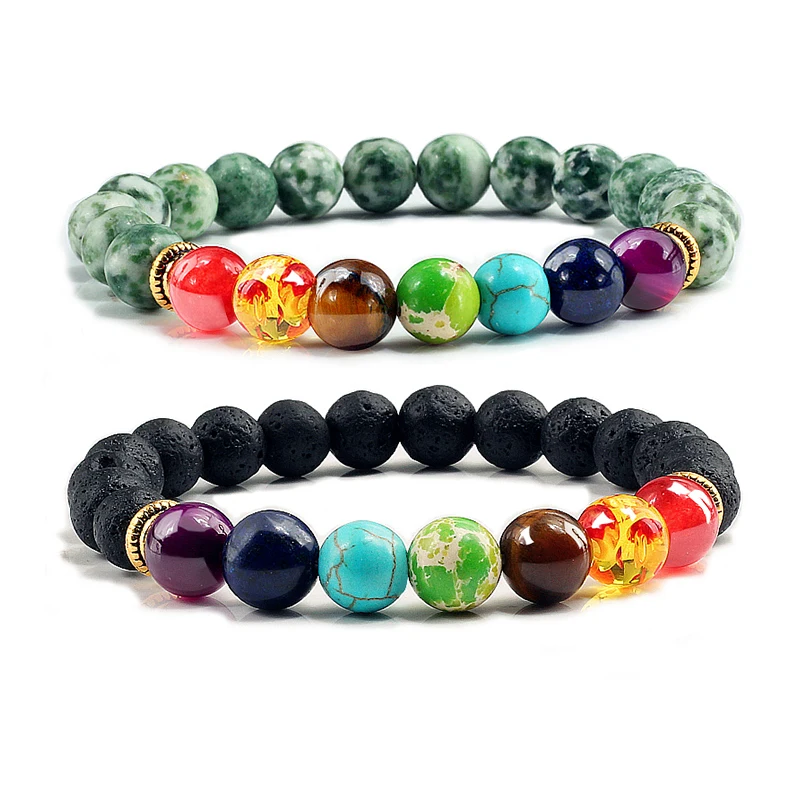 Charm Men Chakra Bracelets Women Jewelry Lava Stone Green Agates Spotted bead Quartz Bangles Elastic Bracelet Female Accessories
Charm Men Chakra Bracelets Women Jewelry Lava Stone Green Agates Spotted bead Quartz Bangles Elastic Bracelet Female Accessories