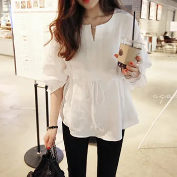 2018 spring models Korean version of the seven-point sleeves cotton and linen round neck tie shirt female ruffled shirt shirt
2018 spring models Korean version of the seven-point sleeves cotton and linen round neck tie shirt female ruffled shirt shirt