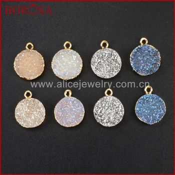 BOROSA Druzy Jewelry 10 pcs Gold Color Round Rainbow Natural Crystal Druzy Titanium Druzy Charm Fashion Jewelry G1075
BOROSA Druzy Jewelry 10 pcs Gold Color Round Rainbow Natural Crystal Druzy Titanium Druzy Charm Fashion Jewelry G1075