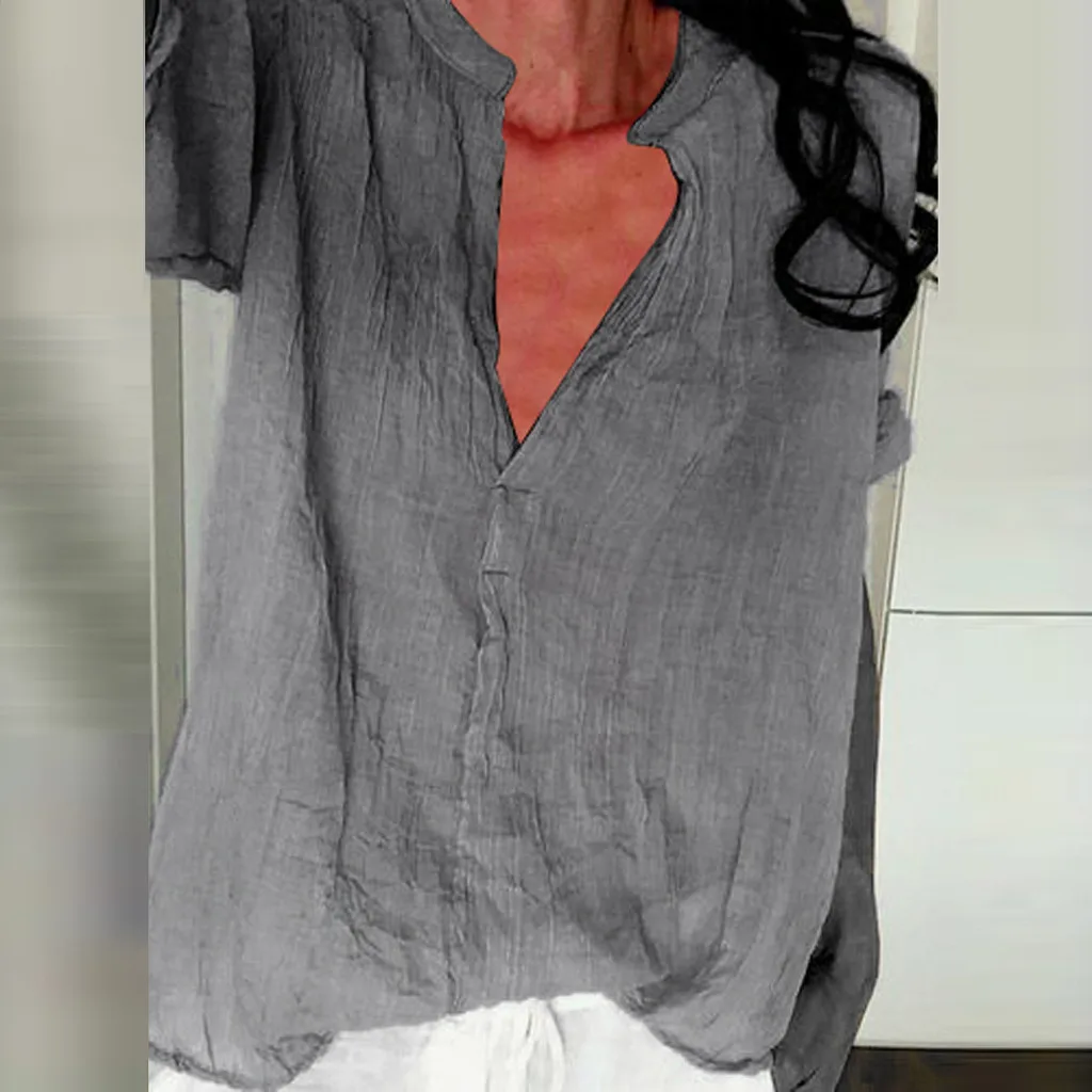 Women V-Neck women's clothing summer 2019 Pure Color Plus Size Cotton And Linen Tops Loose Cozy Blouse vestidos de verano #G
Women V-Neck women's clothing summer 2019 Pure Color Plus Size Cotton And Linen Tops Loose Cozy Blouse vestidos de verano #G