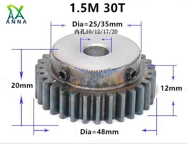 1.5M 30T 1.5 mod gear rack 30teeth Tooth quenching Spur Gear pinion bore 10/12/17/20mm spur gear precision 45 steel cnc pinion
1.5M 30T 1.5 mod gear rack 30teeth Tooth quenching Spur Gear pinion bore 10/12/17/20mm spur gear precision 45 steel cnc pinion
