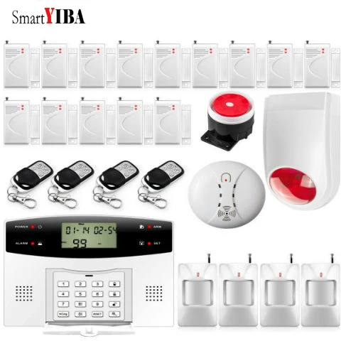 

SmartYIBA Fire Smoke Detector Wireless Wired GSM SMS Home Burglar Security Alarm System Russian Spanish French Italian Voice