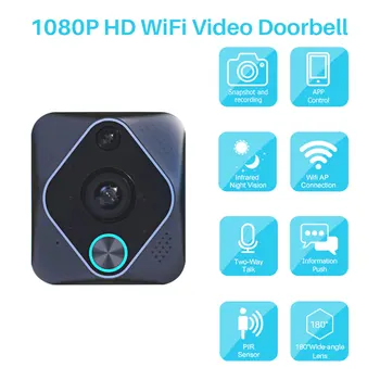 1080P HD WiFi Video Doorbell Smart Home Security Video Intercom Door Bell IR Night Vision PIR Motion Detection Via App Control
1080P HD WiFi Video Doorbell Smart Home Security Video Intercom Door Bell IR Night Vision PIR Motion Detection Via App Control