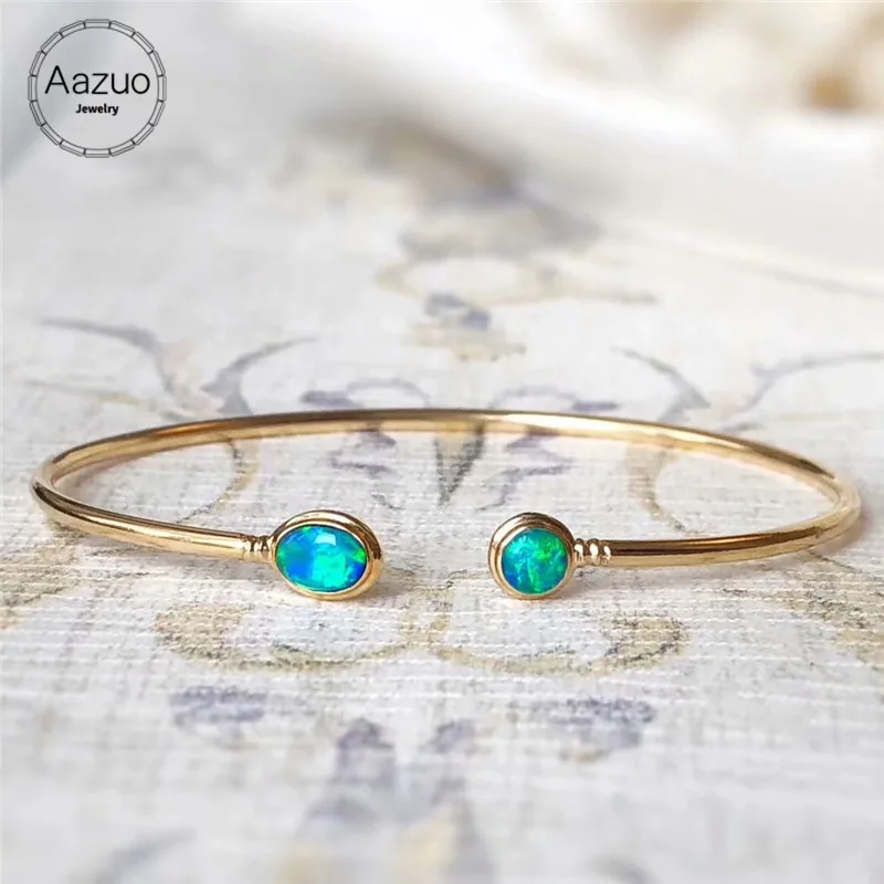 Aazuo 100% 18K Yellow Gold Natual Blue Opal Round Opening Bangle gift for Women Girl friend Valentine's Day Gift Real Au750
Aazuo 100% 18K Yellow Gold Natual Blue Opal Round Opening Bangle gift for Women Girl friend Valentine's Day Gift Real Au750
