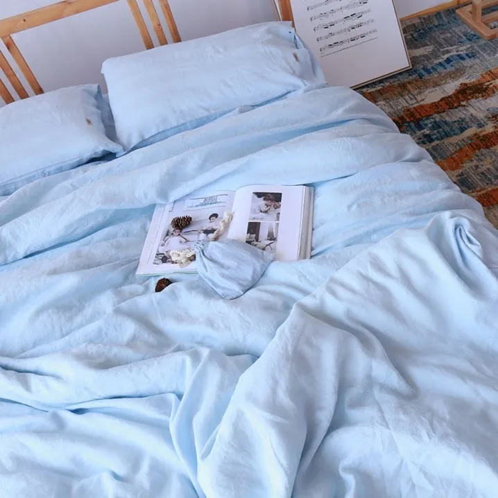 Set o0f 4 Pre stone washed 100% Natural Linen Sky blue and Brown bedding duvet cover set+ 2 pillowcases + flat sheet Tsingtao
Set o0f 4 Pre stone washed 100% Natural Linen Sky blue and Brown bedding duvet cover set+ 2 pillowcases + flat sheet Tsingtao