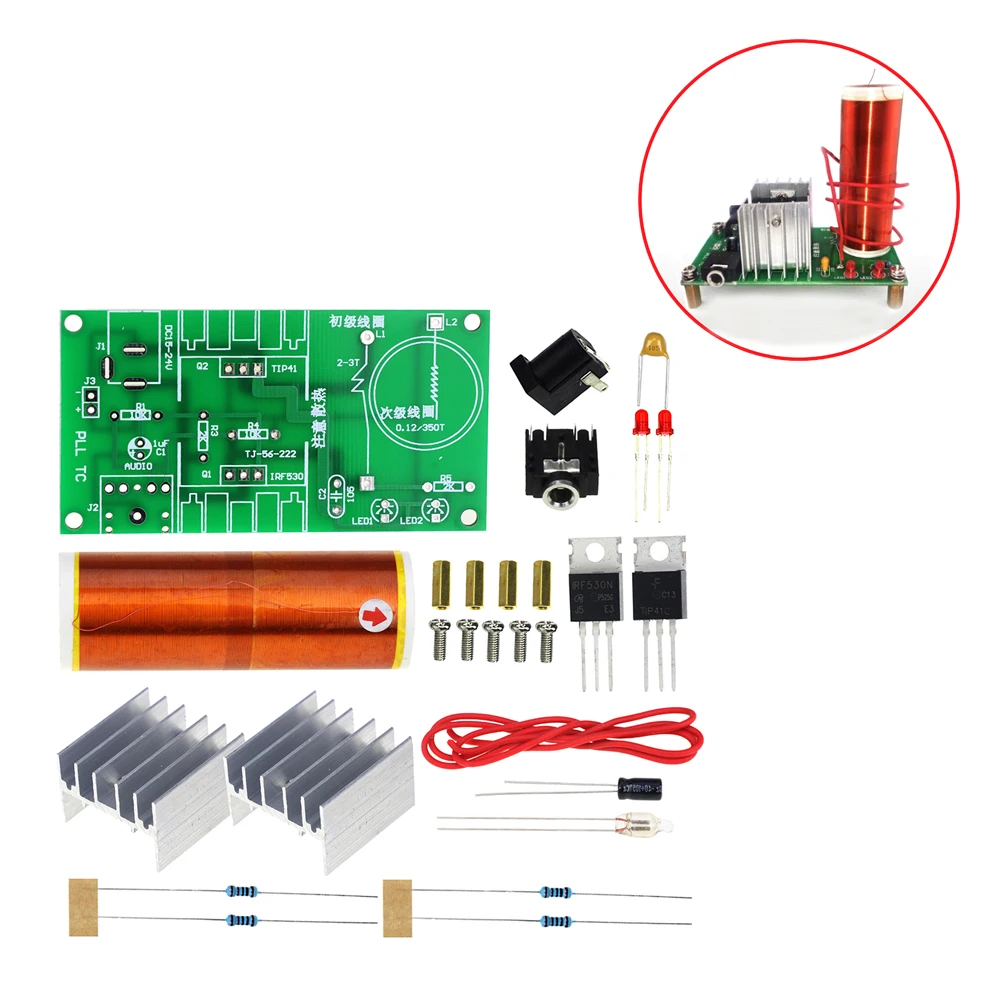 15W Mini Tesla Coil Plasma Speaker Tesla Kit Music Wireless Transmission Board Module DC 15-24V Plasma Stereo Speaker DIY Kit
15W Mini Tesla Coil Plasma Speaker Tesla Kit Music Wireless Transmission Board Module DC 15-24V Plasma Stereo Speaker DIY Kit