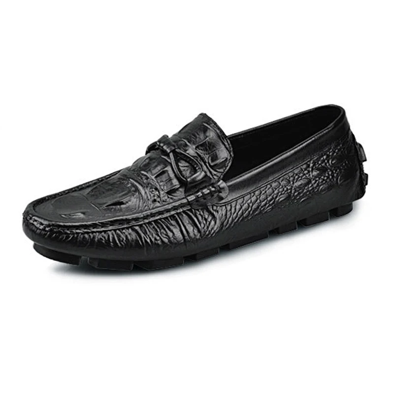 

Men's Casual Crocodile Emboss Genuine Leather Boat Shoes Slip-on Penny Loafers Moccasin Fashion Flat Shoe Men's Loafer Shoes New