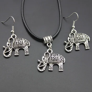 Vintage Elephant Shape Stainless Steel Pendant Jewelry Sets Earrings And Leather Necklace 12 Sets/Lot
Vintage Elephant Shape Stainless Steel Pendant Jewelry Sets Earrings And Leather Necklace 12 Sets/Lot