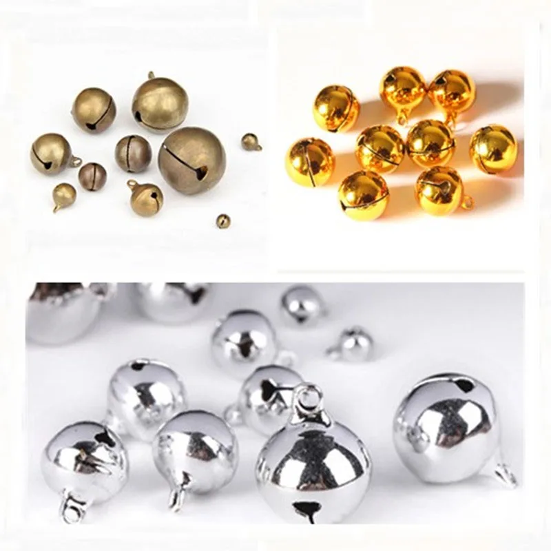 

10pcs Gold Silver Antique Bronze Color Metal Small Jingle Bells For Crafts 6/10/14/ 20mm Copper Bells Party Christmas Decoration