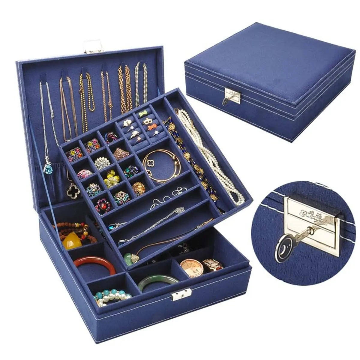 Urijk 1pcs Large Fashion Flannel Square Jewelry Box Simple layout 2 Layers Makeup Organizer choker Ring necklace Storage Box
Urijk 1pcs Large Fashion Flannel Square Jewelry Box Simple layout 2 Layers Makeup Organizer choker Ring necklace Storage Box