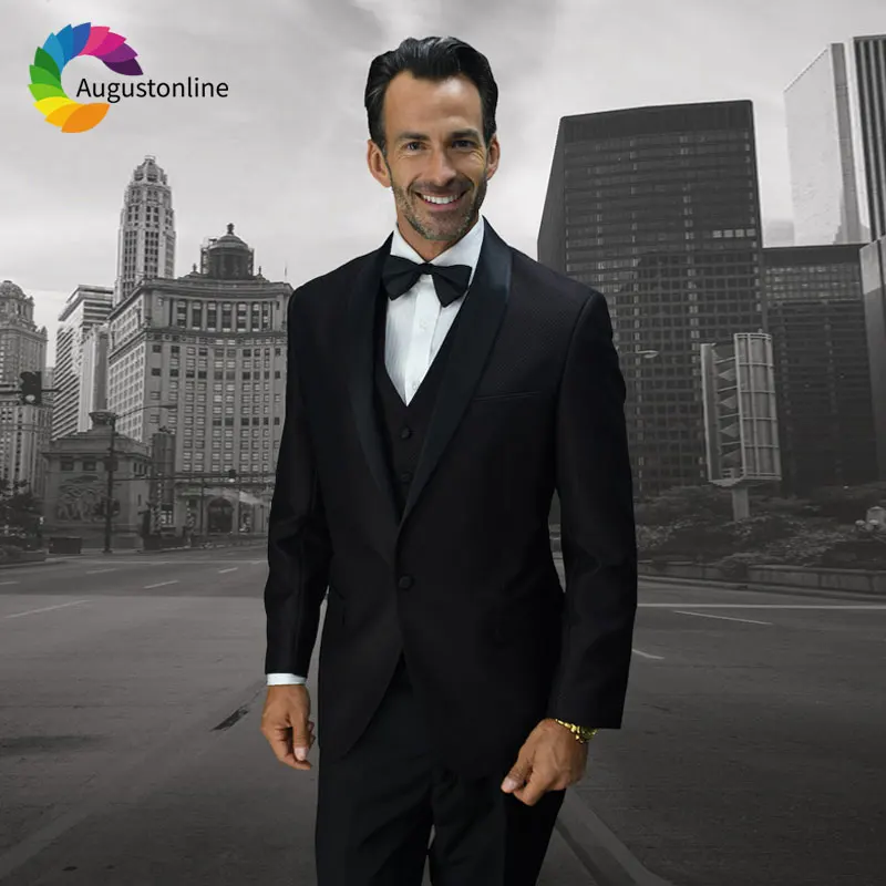 Black Men's Classic Suits Wedding Satin Shawl Lapel Groom Tuxedos Slim Fit Groomsmen Suit 3 Pieces Man Blazers Costume Homme 
Black Men's Classic Suits Wedding Satin Shawl Lapel Groom Tuxedos Slim Fit Groomsmen Suit 3 Pieces Man Blazers Costume Homme