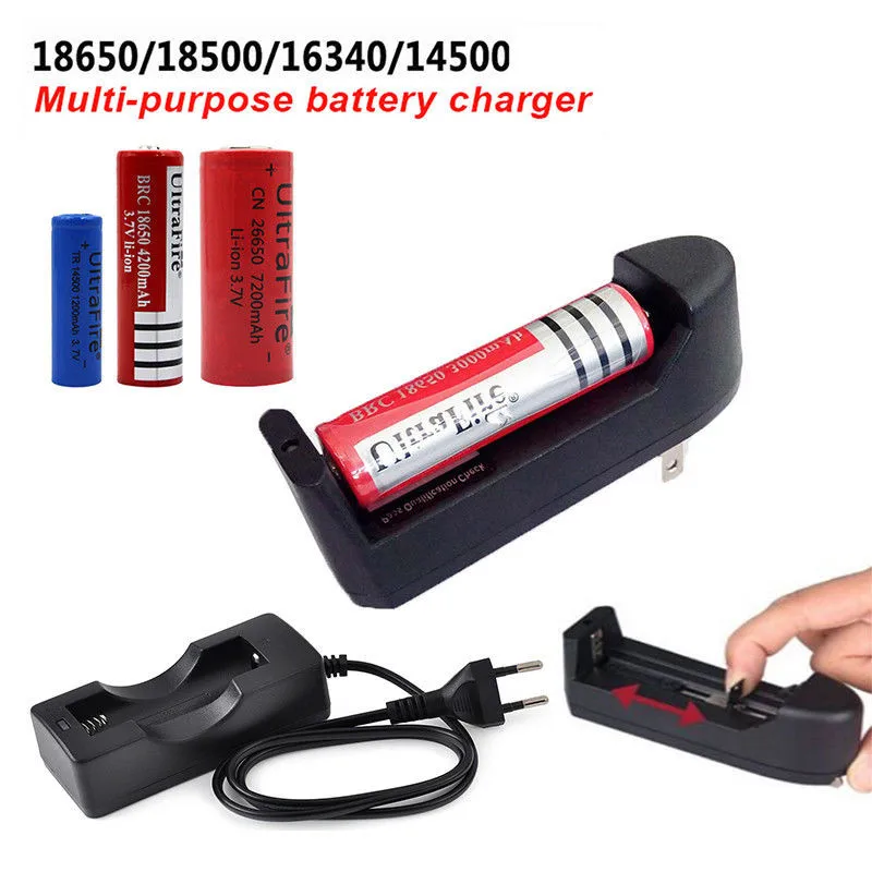 

Smart Battery Charger For 18650/18500/16340/14500 Battery Rechargeable Multifunction Portable Quick Charging Slot US EU Plug 0.2