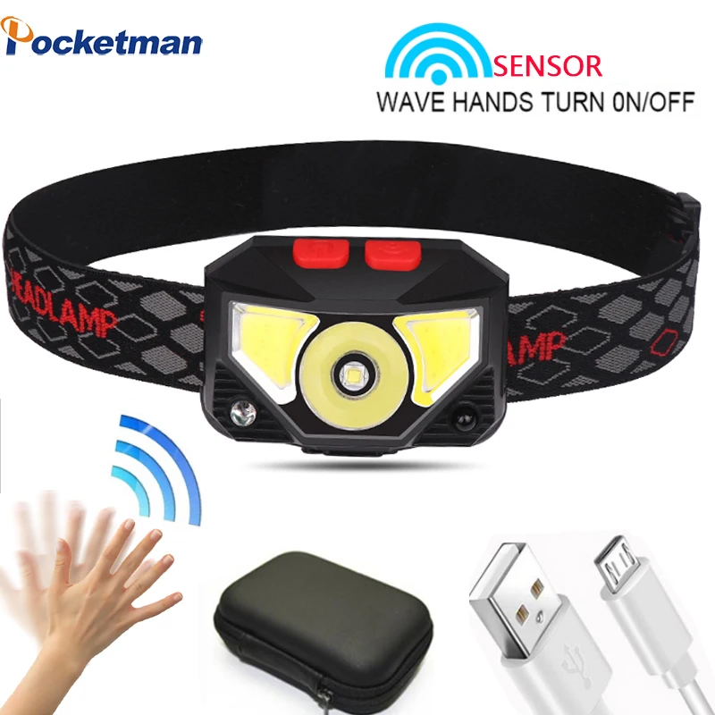 USB Rechargeable LED Headlamp Motion Sensor head lamp 6000lums LED headlight Torch Built-in battery inductive with Portable box
USB Rechargeable LED Headlamp Motion Sensor head lamp 6000lums LED headlight Torch Built-in battery inductive with Portable box