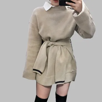 HAMALIEL Korean Designer Solid Color Women Knitted Pullover Fashion Chic Spring Tie Bandage Thick Long Sweater Casual Loose Tops
HAMALIEL Korean Designer Solid Color Women Knitted Pullover Fashion Chic Spring Tie Bandage Thick Long Sweater Casual Loose Tops