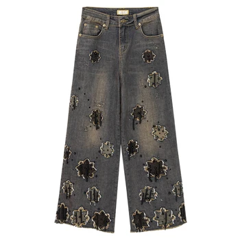Fall Winter Vintage Women Wide Leg High Waist Stretch Beading Beggar Jeans , Autumn Female Woman Patchwork Tassel Denim Trousers
Fall Winter Vintage Women Wide Leg High Waist Stretch Beading Beggar Jeans , Autumn Female Woman Patchwork Tassel Denim Trousers