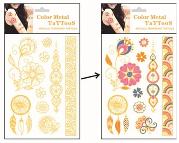 5pcs Changing Color Gold Metallic Tattoo Temporary Flash Gold Colorful Henna Design Tatoo Tatuagem
5pcs Changing Color Gold Metallic Tattoo Temporary Flash Gold Colorful Henna Design Tatoo Tatuagem