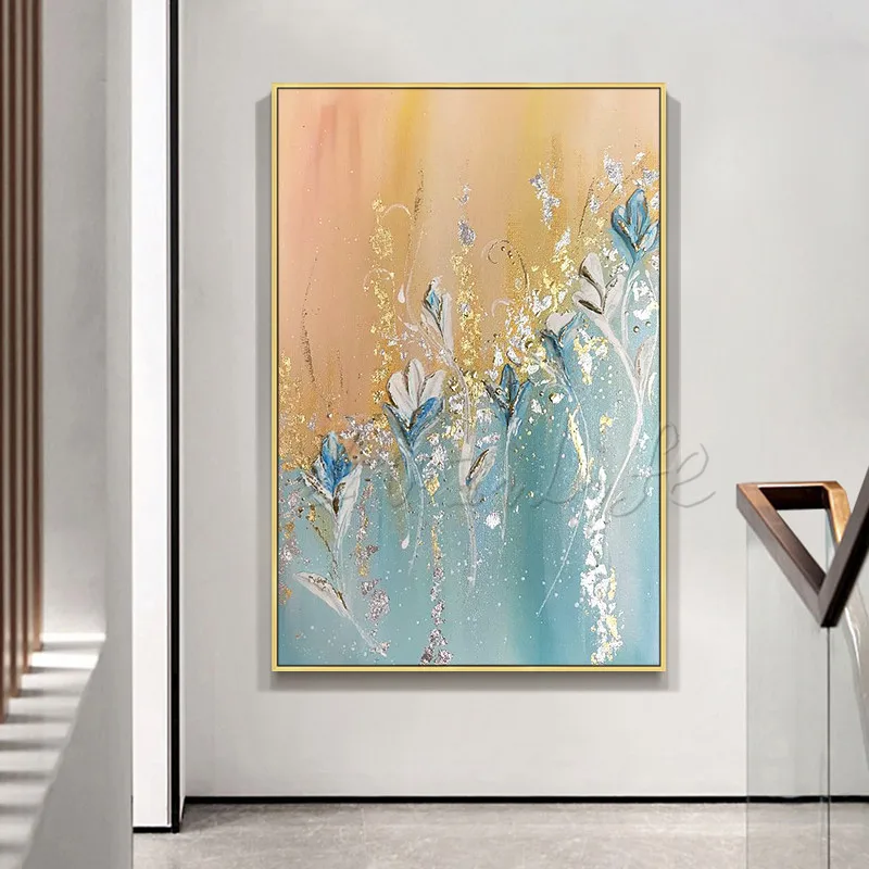 Gold Blue White Flower Painting Acrylic Wall Art Pictures Canvas Painting for living room Home Decor Quadros Caudros Decoracion
Gold Blue White Flower Painting Acrylic Wall Art Pictures Canvas Painting for living room Home Decor Quadros Caudros Decoracion