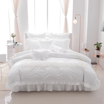 White Lace Ruffles Korea style Bedding Sets Twin Full Queen King Double size 4/7pcs bed skirt set duvet cover set for girls gfts
White Lace Ruffles Korea style Bedding Sets Twin Full Queen King Double size 4/7pcs bed skirt set duvet cover set for girls gfts