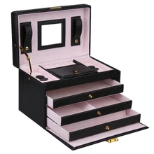 Black PU Leather Jewelry Packaging Display Boxes 3 Drawers Rings Storage Girls Jewellery Organizer Carrying Cases Women Cosmetic
Black PU Leather Jewelry Packaging Display Boxes 3 Drawers Rings Storage Girls Jewellery Organizer Carrying Cases Women Cosmetic