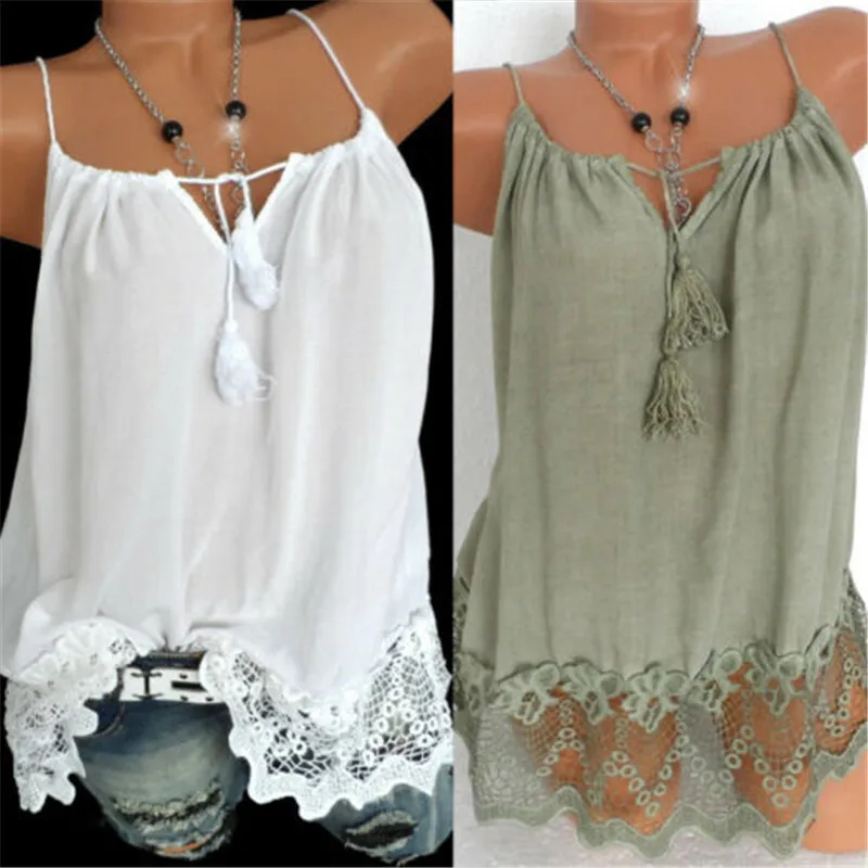Solid Color Plus Size Tops Women Vest Top Sleeveless Shirts Blouse Casual Loose Beach Holiday Tank Tops Lace Patchwork Shirt Hot
Solid Color Plus Size Tops Women Vest Top Sleeveless Shirts Blouse Casual Loose Beach Holiday Tank Tops Lace Patchwork Shirt Hot