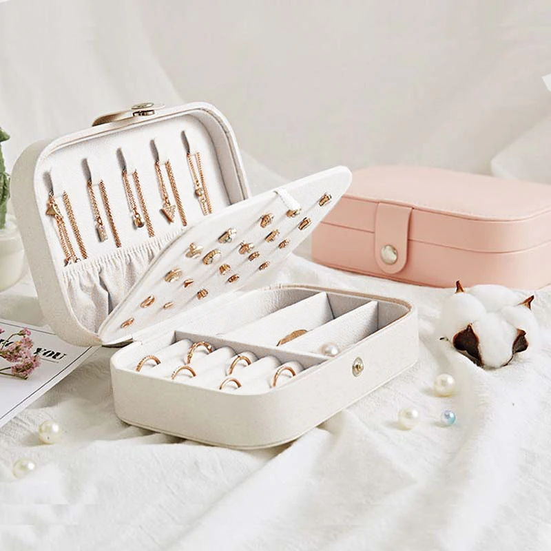 Korean Style Multi-function Girl Leather Jewelry Storage Box Earrings Ring Plate Makeup Organizer Portable for Woman Travel
Korean Style Multi-function Girl Leather Jewelry Storage Box Earrings Ring Plate Makeup Organizer Portable for Woman Travel