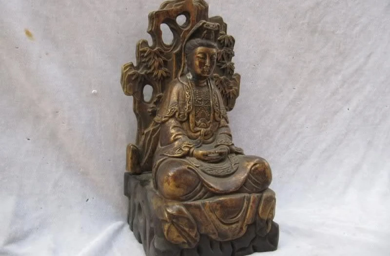 11"Tibet temple classical Old Bronze Bodhisattva Guan Yin Buddha back on bamboo
11"Tibet temple classical Old Bronze Bodhisattva Guan Yin Buddha back on bamboo