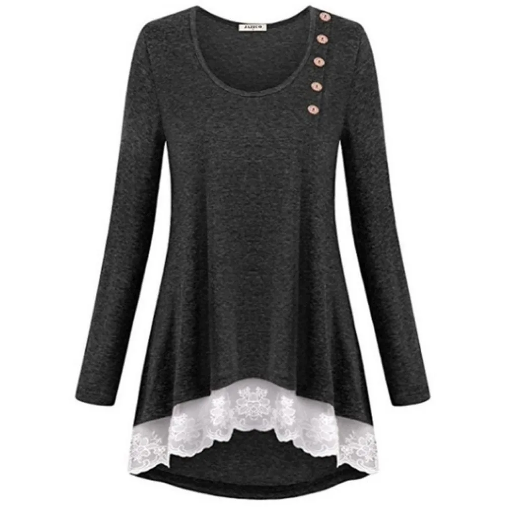 T Shirts Long Sleeve Women Spring Summer Lace up Solid Round T-Shirt loose Pullover Tops Tunika Bluse Button Decoration Hot
T Shirts Long Sleeve Women Spring Summer Lace up Solid Round T-Shirt loose Pullover Tops Tunika Bluse Button Decoration Hot