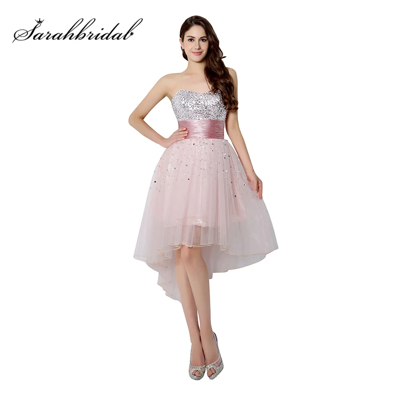 Shining Sequined Blush Graduation Dresses High Low 2019 Tulle Swwetheart Satin Belt Homecoming Gowns Girls Party Gown OS224
Shining Sequined Blush Graduation Dresses High Low 2019 Tulle Swwetheart Satin Belt Homecoming Gowns Girls Party Gown OS224