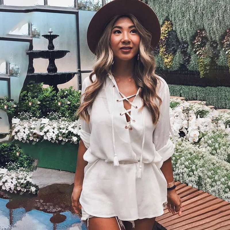 Boho Summer Style Women Dress Loose Sexy Lace Up V-neck Spring Plus Size Ladies Beach Mini Shirt Dresses Black White Vestidos XL
Boho Summer Style Women Dress Loose Sexy Lace Up V-neck Spring Plus Size Ladies Beach Mini Shirt Dresses Black White Vestidos XL