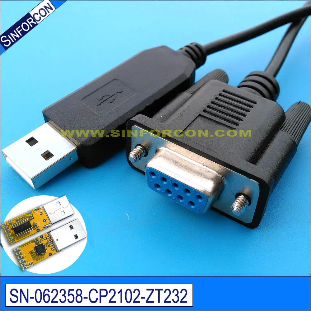 Image Silicon CP2102+ZT213 USB UART RS232 level to DB9 female converter with CTS RTS DTR TX RX VCC GND