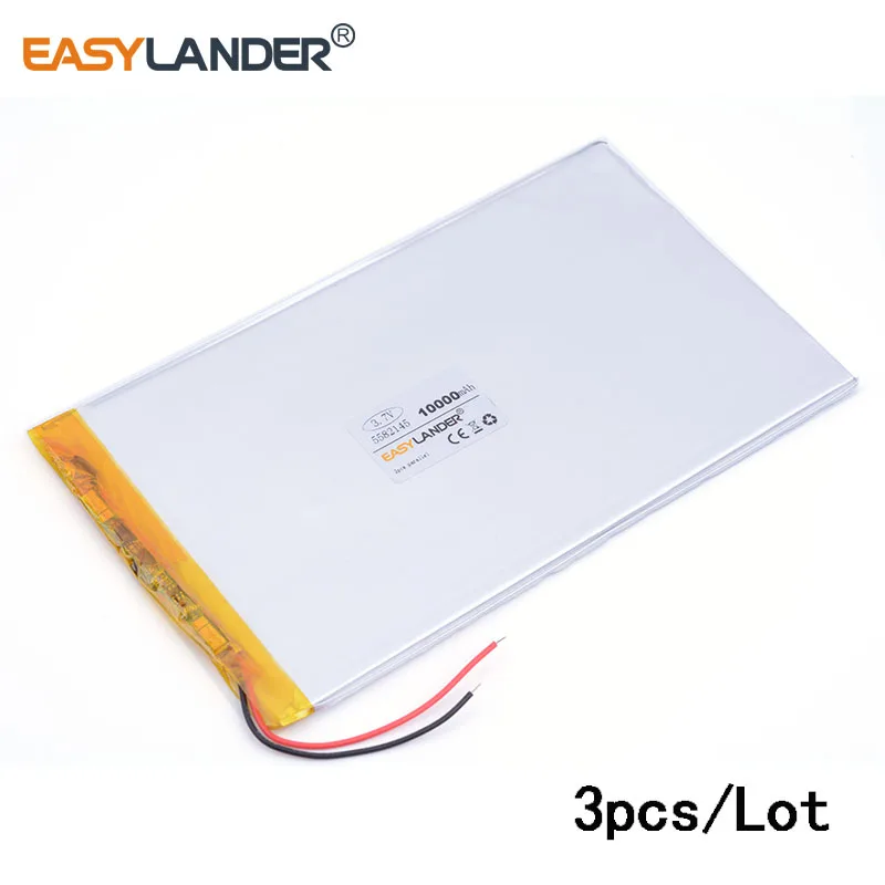3pcs /Lot 3.7 V 10000 mah 5582145 lithium Li ion polymer rechargeable battery For e-book video game IPAQ MID pad
3pcs /Lot 3.7 V 10000 mah 5582145 lithium Li ion polymer rechargeable battery For e-book video game IPAQ MID pad