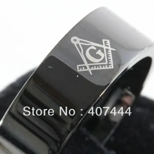 

Free Shipping Wholesales Cheap Price Jewelry USA Hot Sales 8MM MASONIC New Black Pipe Cut Tungsten Carbide Ring SIZE 6-13