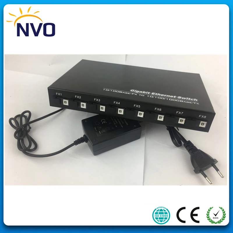

2pcs/Lot,8Fiber(8B,SM,SX,20KM,SC Port) 100Mbps+2 1000M RJ45 ports,Euro Power,Unmanaged Gigabit Ethernet Optical Fiber Switch