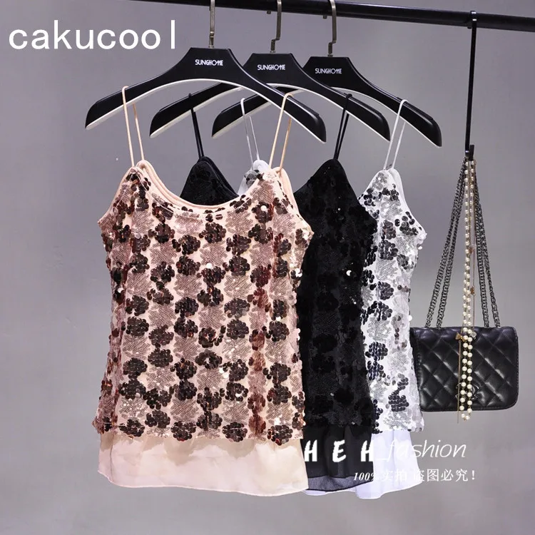 Cakucool Summer Women Spaghetti Floral Sequined Bling Camisole Mesh Slim Shiny Camis Beading Chiffon Basic Tank Feminino Tanks
Cakucool Summer Women Spaghetti Floral Sequined Bling Camisole Mesh Slim Shiny Camis Beading Chiffon Basic Tank Feminino Tanks