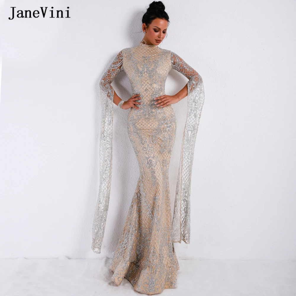 JaneVini Sparkle Dubai Long Mermaid Evening Dresses 2019 High Neck Long Sleeve Arabic Women Sexy Silver Dress Vestidos Compridos
JaneVini Sparkle Dubai Long Mermaid Evening Dresses 2019 High Neck Long Sleeve Arabic Women Sexy Silver Dress Vestidos Compridos