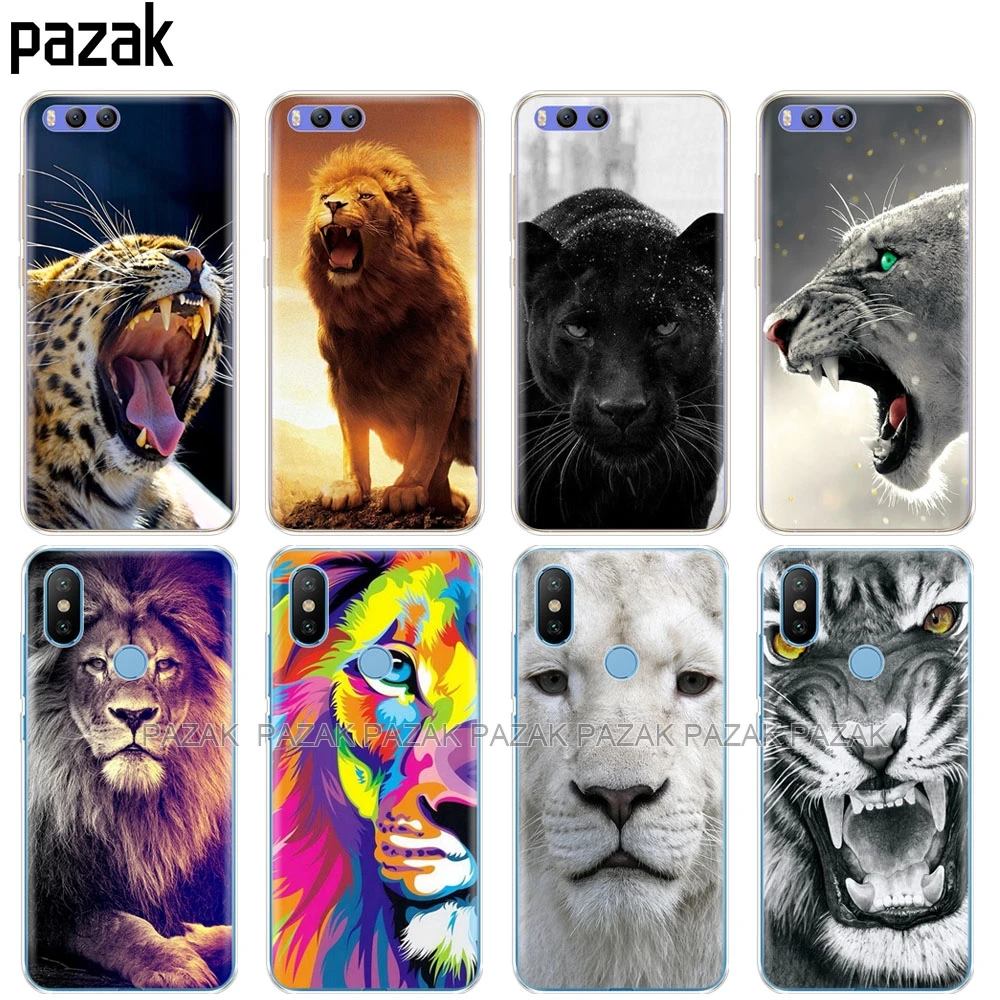 

Silicone Cover Case For Xiaomi Mi 8 8SE A1 A2 5 5S 5X 6 Mi5 MI6 NOTE 3 MAX Mix 2 2S tiger lion bear