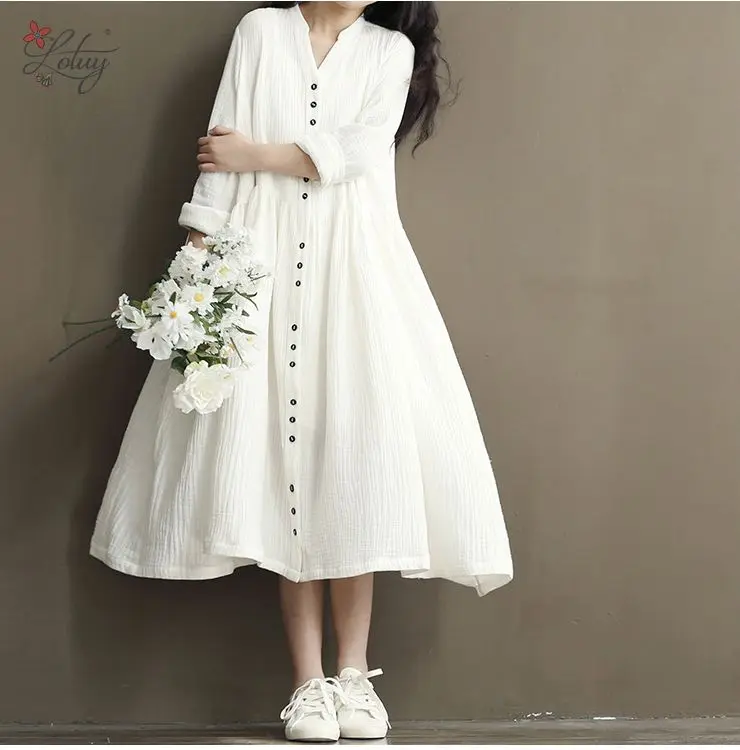 2017 Spring New Cotton Linen White Color Women Dress Long Sleeve Stand Neck Loose Bat Sleeve Irregular Dress Vestidos 8023#
2017 Spring New Cotton Linen White Color Women Dress Long Sleeve Stand Neck Loose Bat Sleeve Irregular Dress Vestidos 8023#