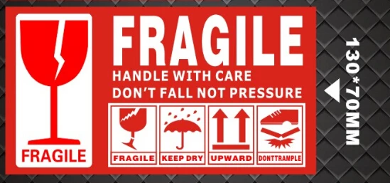 130*70mm large box shipping label in english fragile products sticker warning handle with care/up/keep out of rain sticker
130*70mm large box shipping label in english fragile products sticker warning handle with care/up/keep out of rain sticker